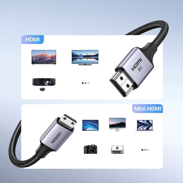 Cavo mini HDMI - HDMI  HD163 8K 2m - grigio Altissima Qualità
