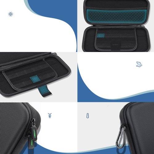 Case Box per Nintendo Switch e accessori 26 cm x 12 cm x 4 cm nero
